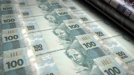 brazilian real money banknotes printing seamless loop