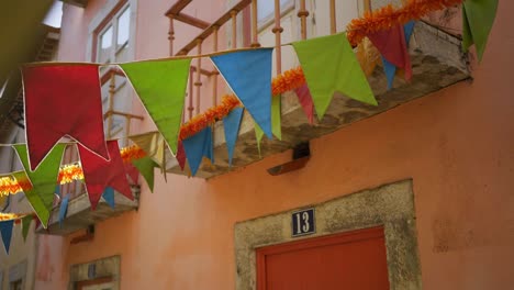 colorful flags on city street