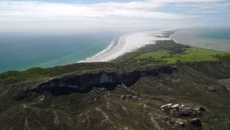 Spectacular-aerial-view-of-large-natural-sandspit-in-natural-reserve