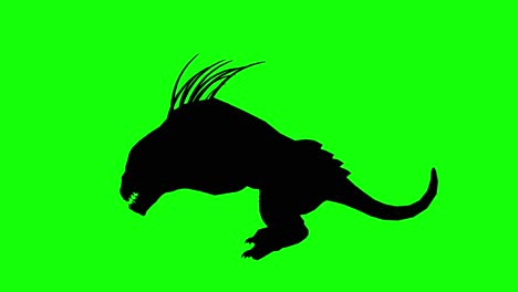 silueta de un perro monstruo criatura de fantasía corriendo en pantalla verde, vista lateral