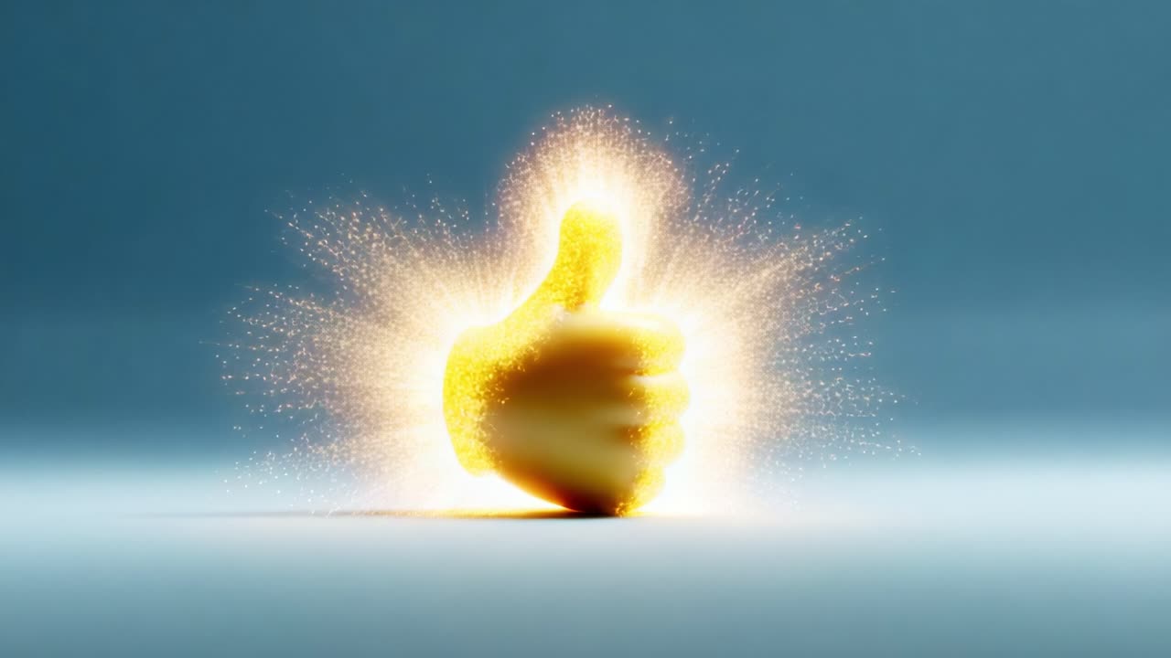 A Vibrant Thumbs Up: A Dynamic Representation of Positivity and Encouragement, Captured in Two Frames Showing the Bright, Sparkling Energy of Approval and Optimism