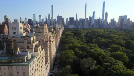 September-2021---4K-aerial-of-Manhattan-from-Central-Park,-NYC,-USA