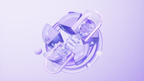 cápsula médica con fondo de vidrio púrpura, representación en 3d.