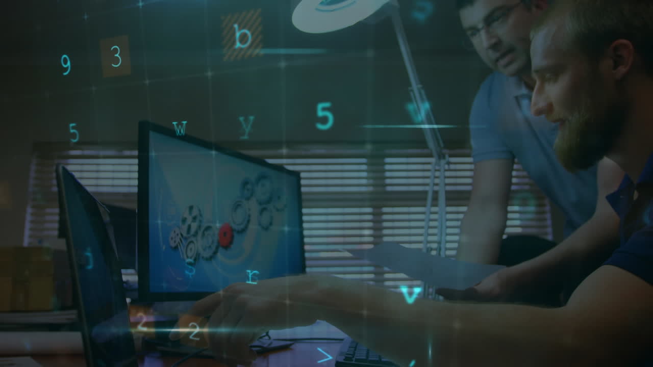 animación de advertencia de ataque cibernético sobre científicos que usan computadoras