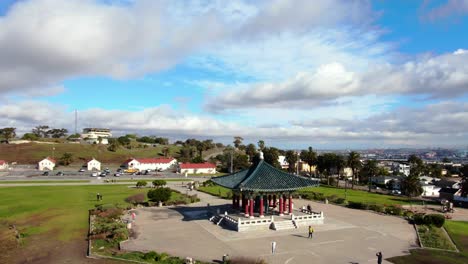 4K-Drone-Orbit-Historical-Monument-Friendship-Bell-San-Pedro-Ca