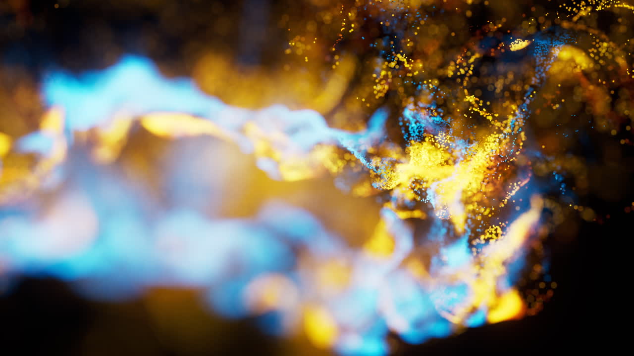 Sfondo di particelle ondulate fluide, rendering 3D