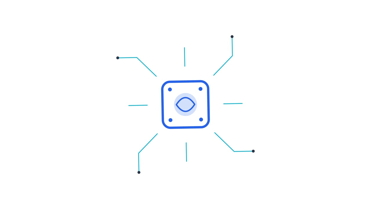 Animated Square Icon with Expanding Lines on White Background