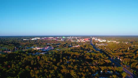 vista aérea de la ciudad de gainesville con el cielo azul en el fondo, florida, estados unidos