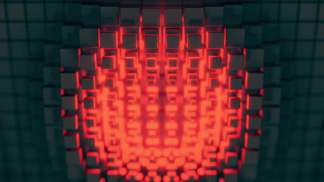 abstract geometric pattern with glowing red cubes