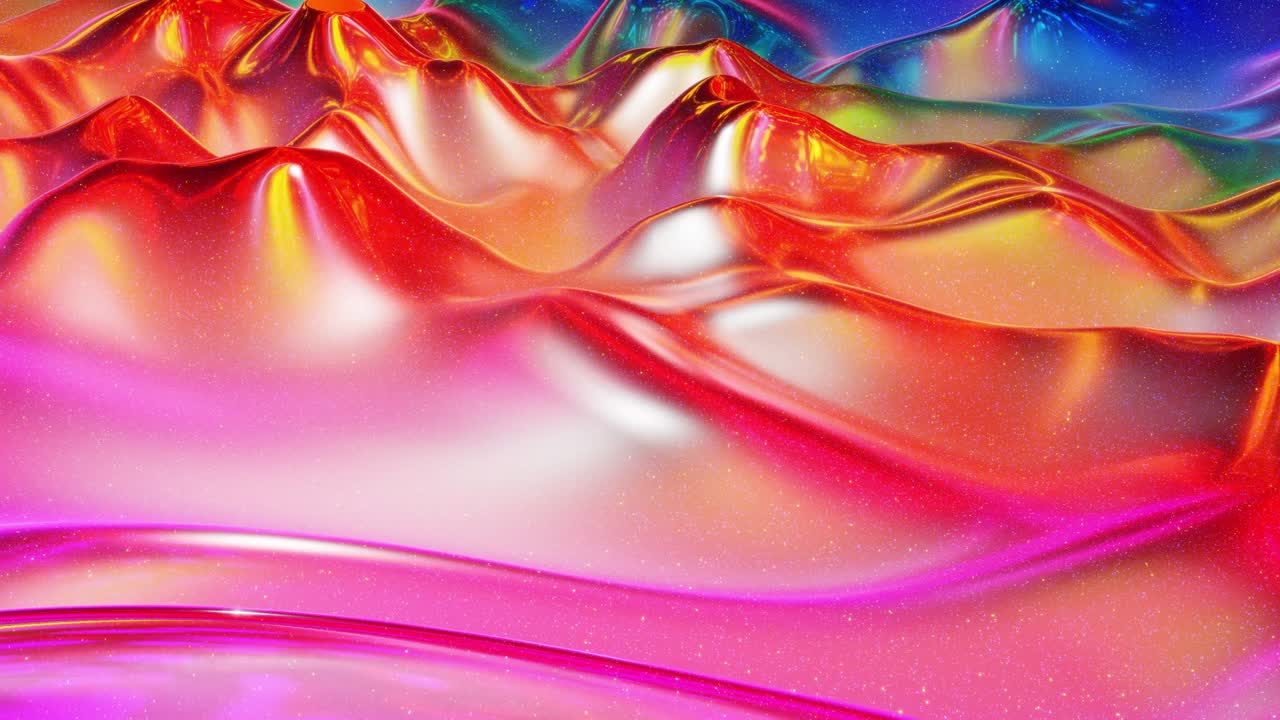 모양, 그라디언트 색상 및 흐름 파동이있는 액체의 아름다운 iridescent 파동 표면, 무지개 반이고 매트 액체, 부드러운 부드러운 애니메이션으로 창의적인 밝은 bg.