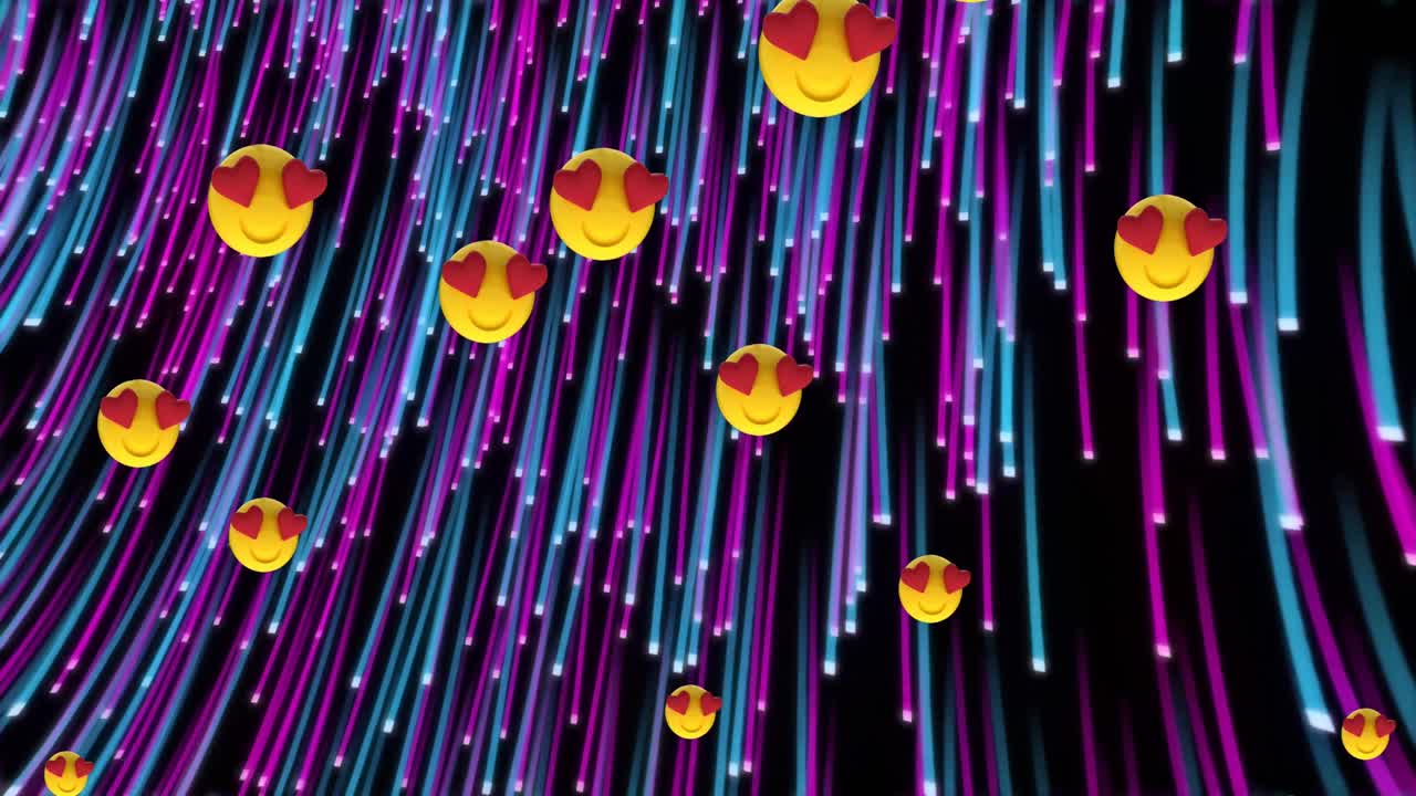 다채로운 불빛이 떨어지는 이모티콘의 애니메이션