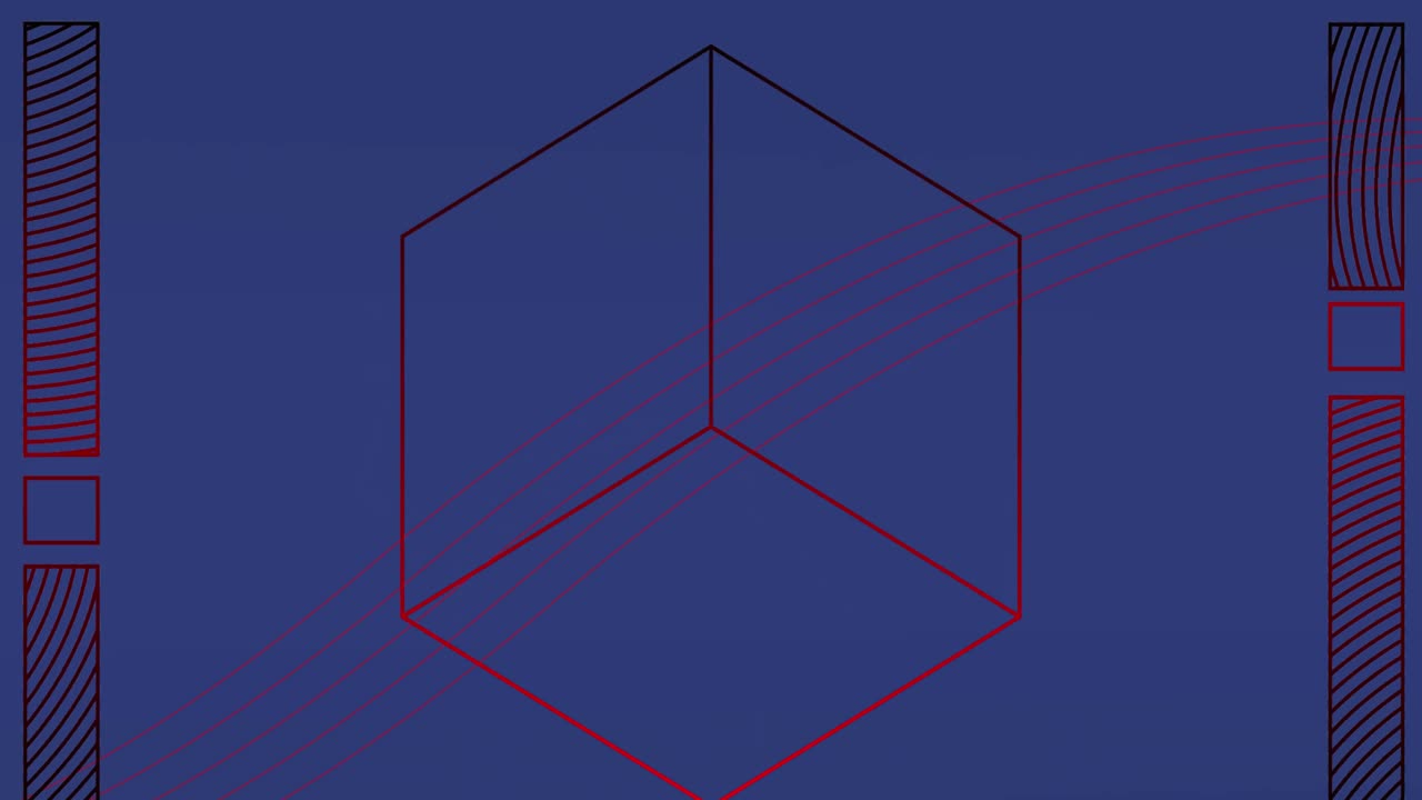 6각형의 선과 파란색 배경에 있는 사각형의선의 애니메이션