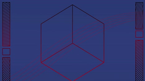 animation of lines in hexagon and lines in squares against blue background