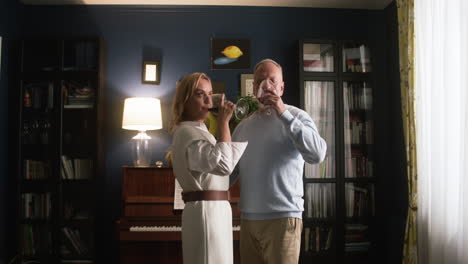 couple drinking wine at home