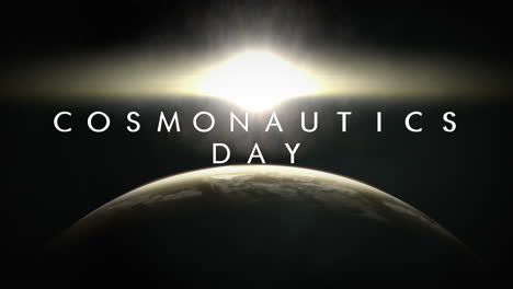 cosmonautics day with earth planet and light of star in galaxy