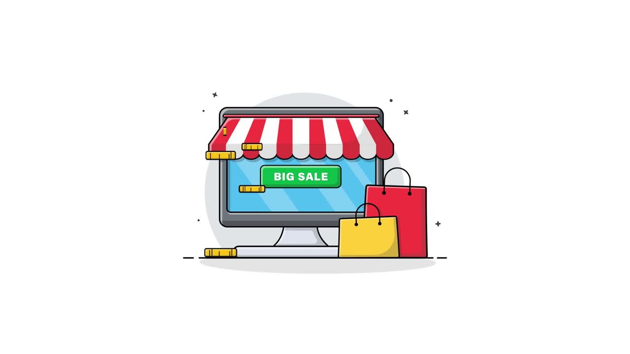 Online Store with Big Sale and Shopping Bags