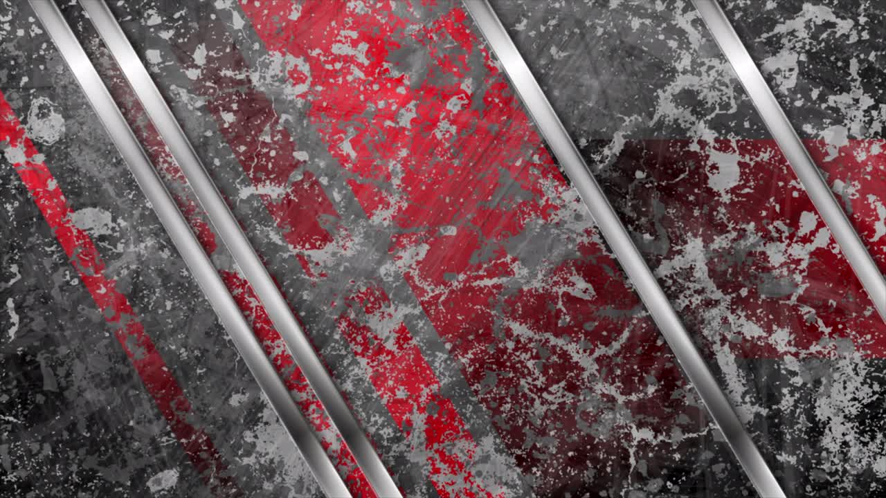 회색과 빨간색 그런지 테크 모션 배경과 금속 줄무