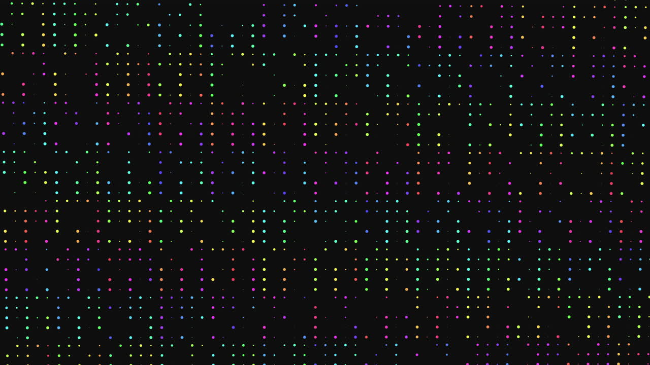 Colorful dot pattern on black background, dynamic and visually interesting design