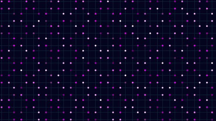 Symmetrical grid of green dots on dark background
