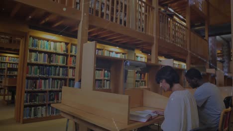 animation of network of connections over diverse students reading and learning at school