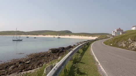 Shot-of-the-yachts-anchored-at-Vatersay-beach-near-Castlebay-on-the-island-of-Barra