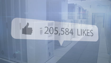 animación del procesamiento de datos de las redes sociales a través de servidores informáticos
