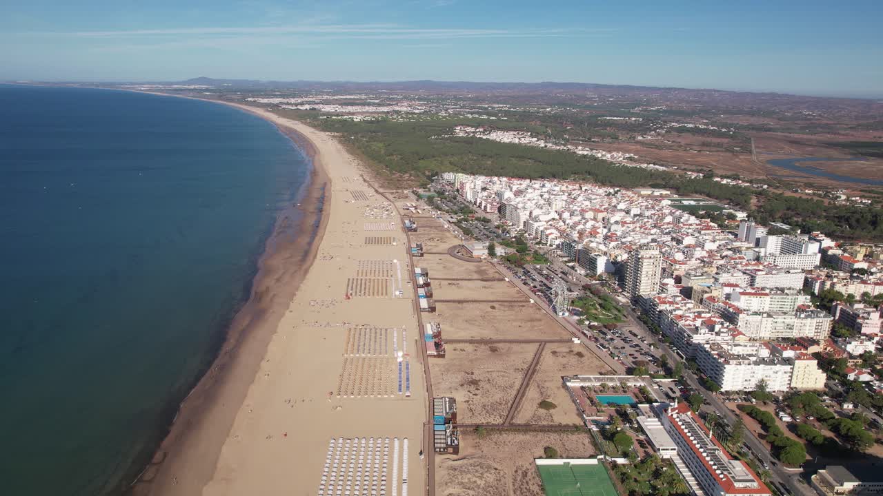 Panoramic View Of Praia De Monte Gordo Beach Near Monte Gordo Town In  Eastern Algarve, Portugal Free Stock Video Footage Download Clips Holidays