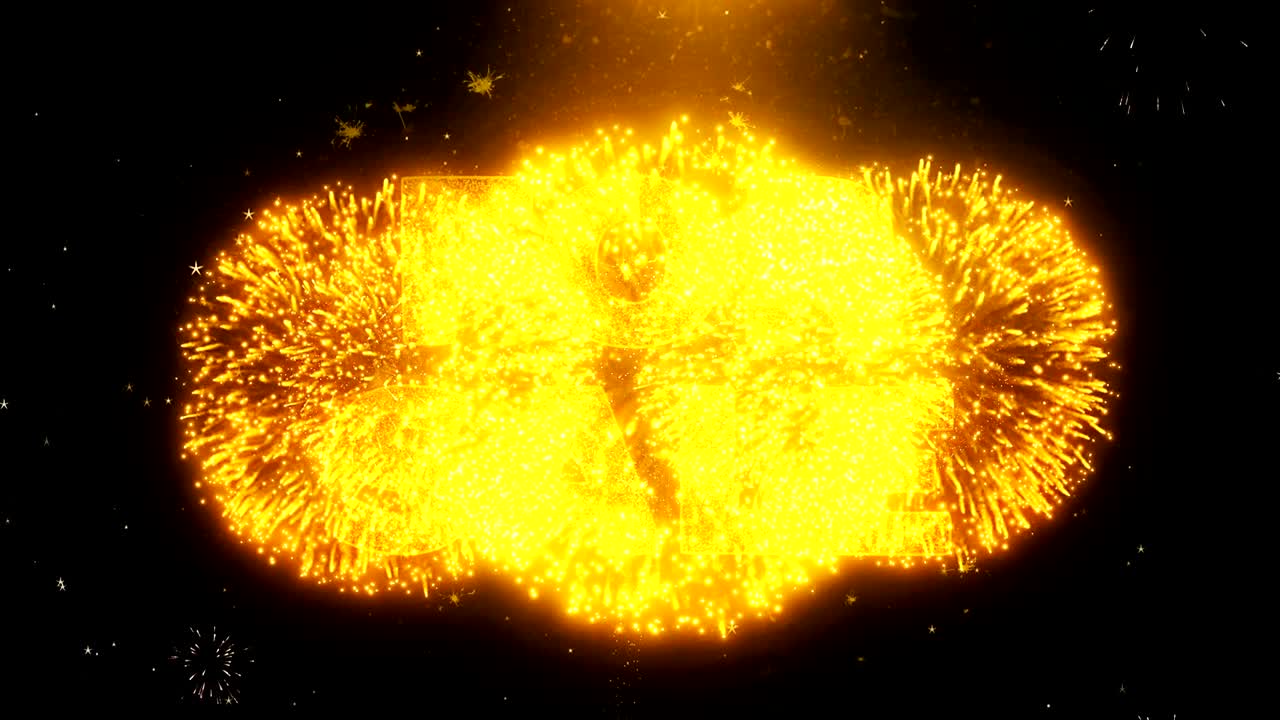 texto para la venta en la exhibición de fuegos artificiales partículas de explosión.