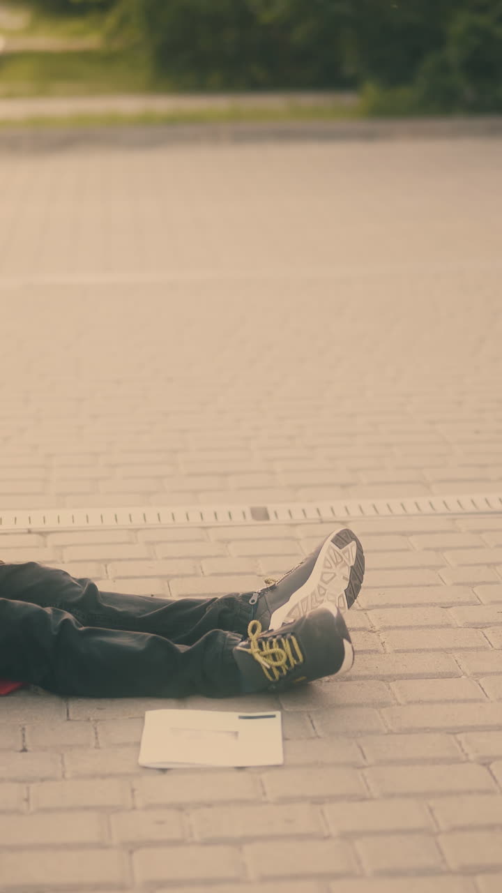 funny children with books in hands talk sitting on street wide pavement near grey road against green trees