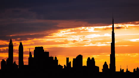 dubai skyline at sunset