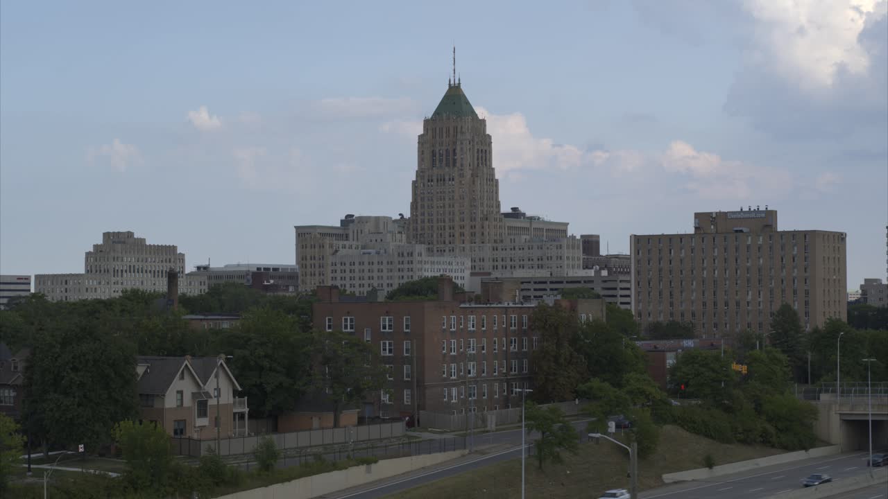 Vista aérea del edificio Fisher en la zona de New Center en Detroit-1