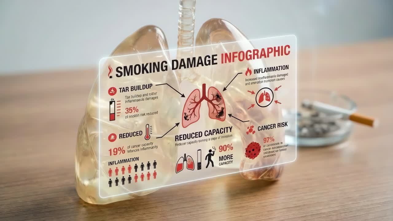 Smoking Damage Infographic Illustrating Lung Health Risks