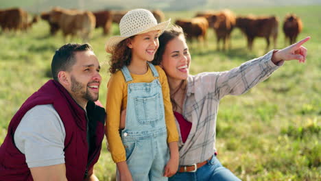 happy family bonding on a cattle farm, happy