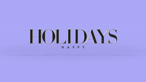 happy holidays logo purple background, curved white letters, fun & festive vibe