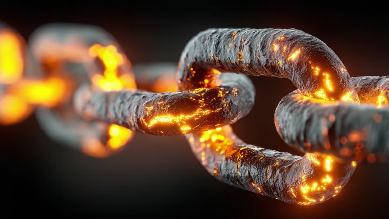 A Close-Up View of a Glowing Chain Link, Emphasizing the Intricate Details and Fiery Texture That Evokes a Sense of Strength, Resilience, and Connection in Design