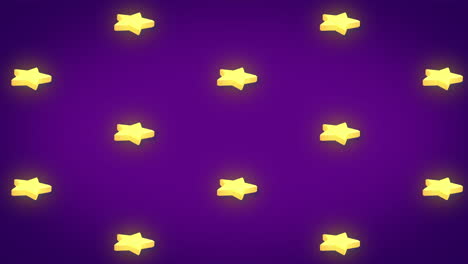 animación de filas de patrón de estrella amarilla que se mueven sobre un fondo púrpura