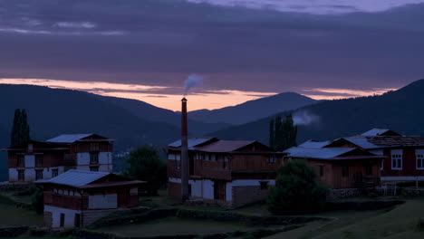 mountain village at sunrise/sunset