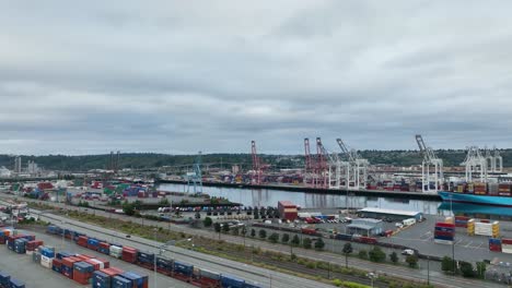 establishing aerial view of the port of seattle