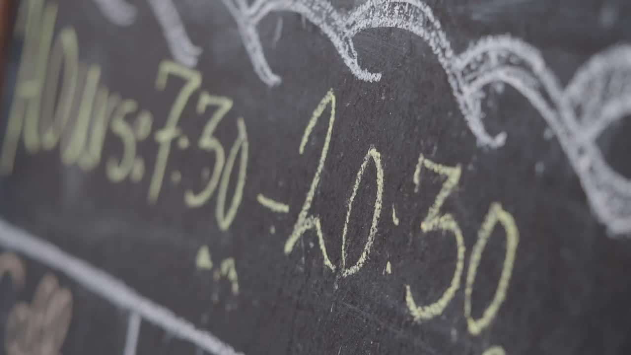 Hours of Operation on Chalkboard
