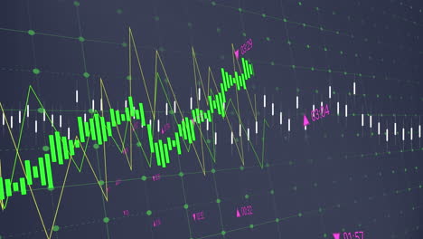 animación del procesamiento de datos estadísticos a través de la red de red contra un fondo gris