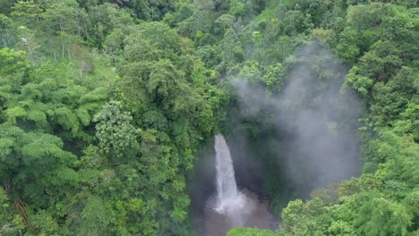 4k nungnung waterfall nestled in bali's jungle in indonesia