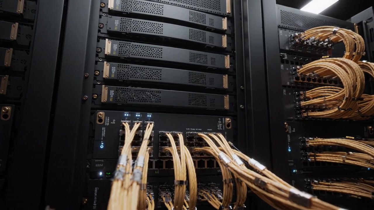 Network Infrastructure and Server Cabling Setup Highlighting Advanced Technology in Data Management and Connectivity Solutions for Modern Applications
