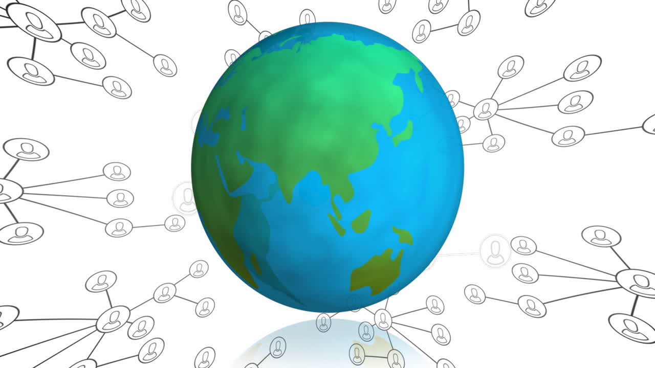 анимация сети связей с людьми иконы по всему миру