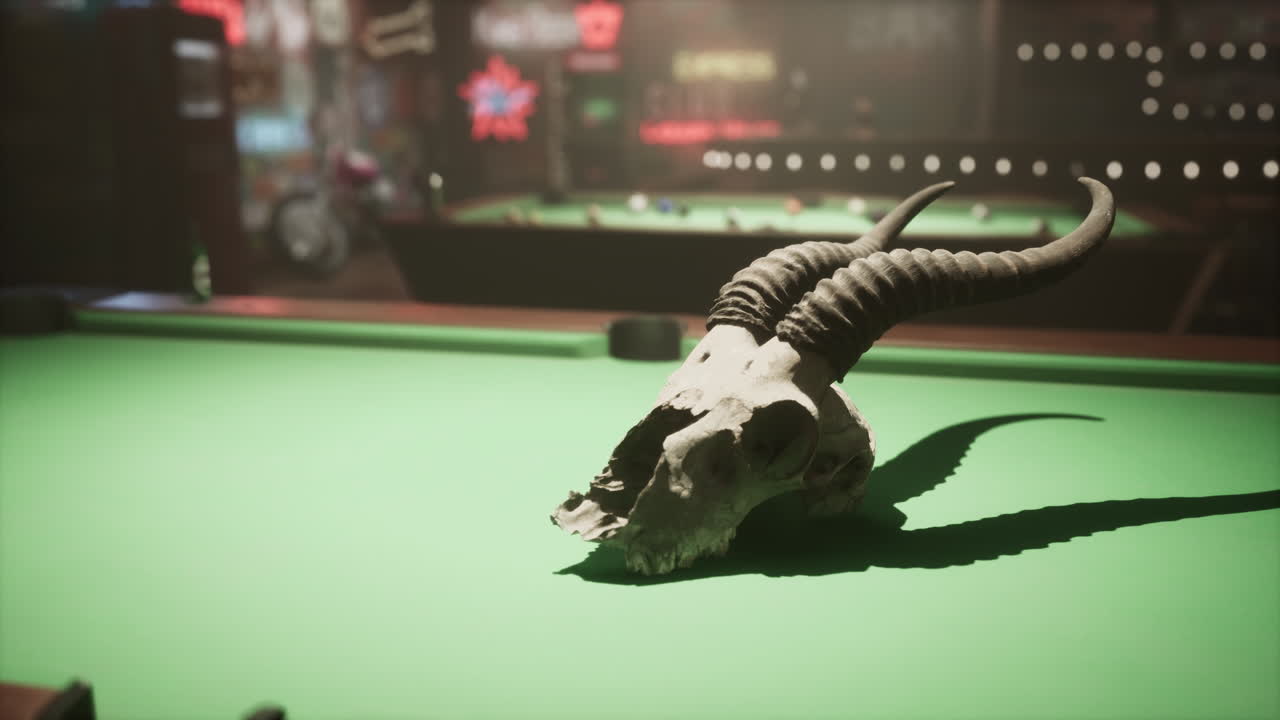 빌리어드 테이블 위의 두개골