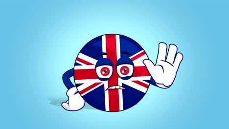 cartoon great britain united kingdom  stop hand gesture with face animation with alpha matte