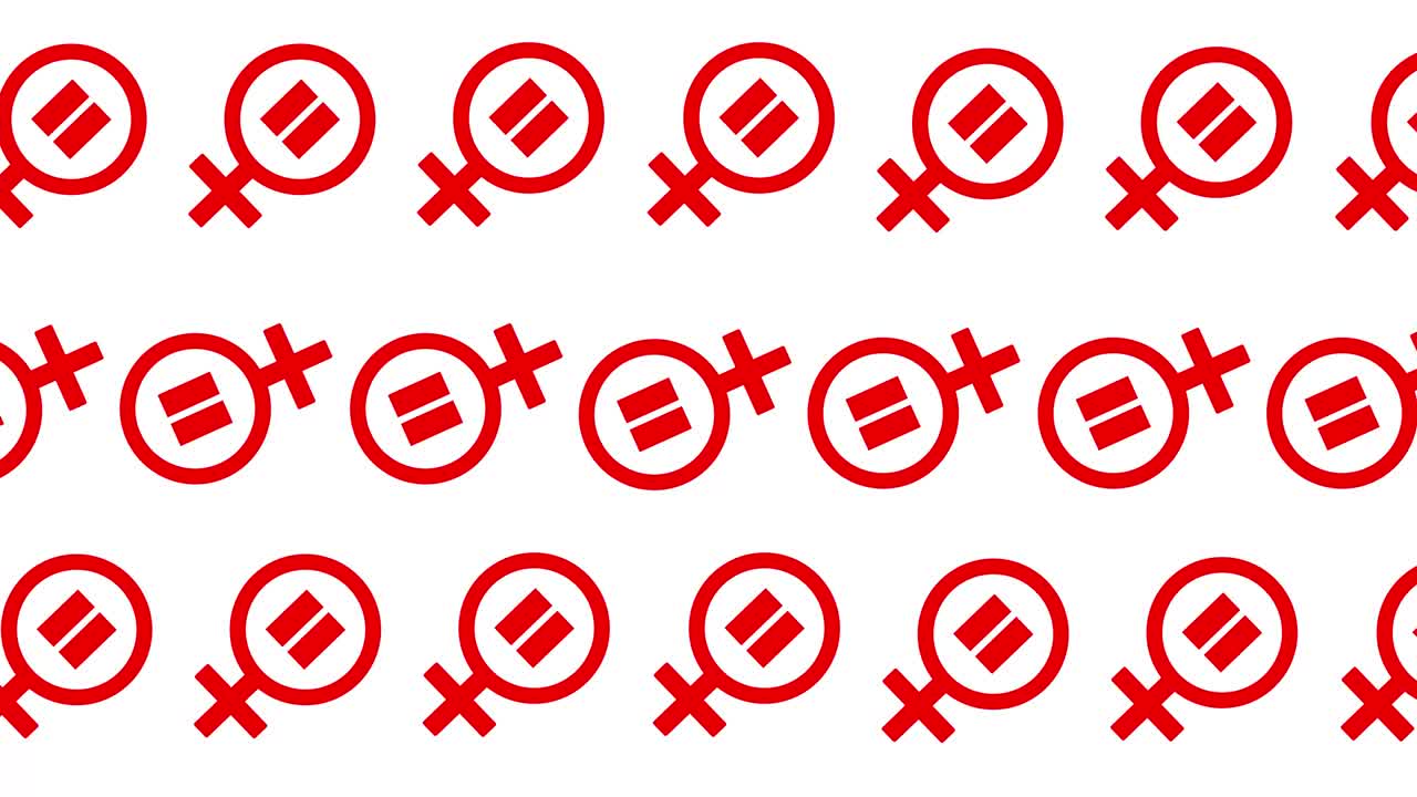 Seamless vector pattern with red female gender icon