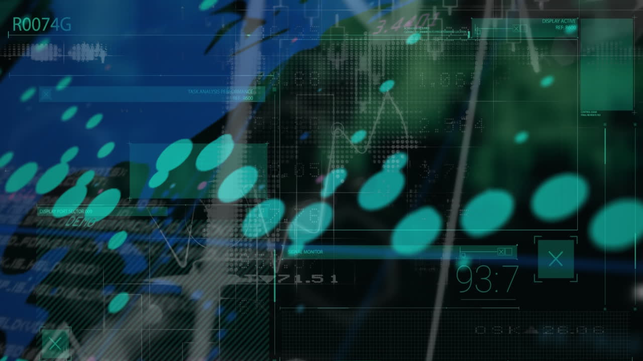 Animation of world map, statistics and data processing