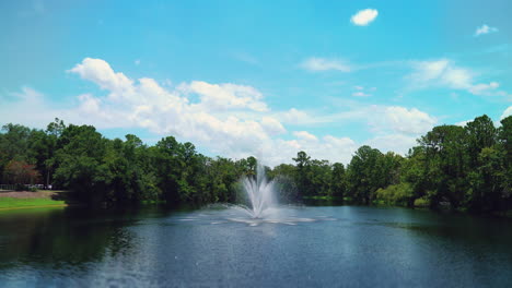 serene lake fountain scene