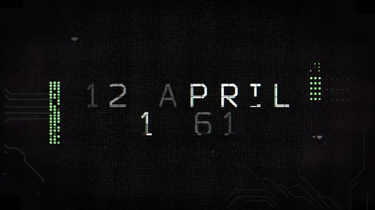 12 de abril de 1961 com elementos hud no monitor digital da nave espacial