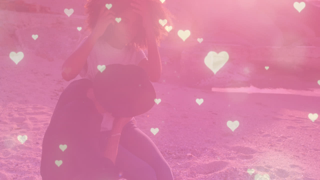 다양한 커플에 떨어지는 마음의 애니메이션